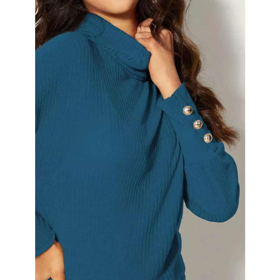 Ribbed Knit Turtleneck Sweater Apparel and Accessories