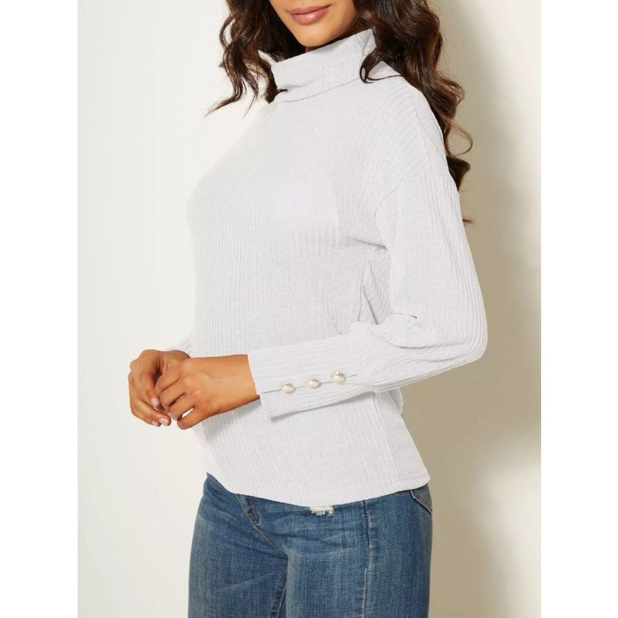 Ribbed Knit Turtleneck Sweater Apparel and Accessories