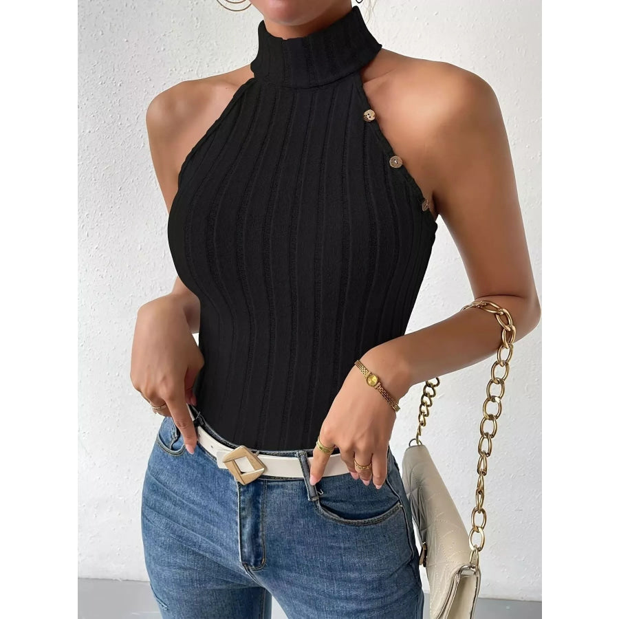 Ribbed Knit Turtleneck Tank Apparel and Accessories