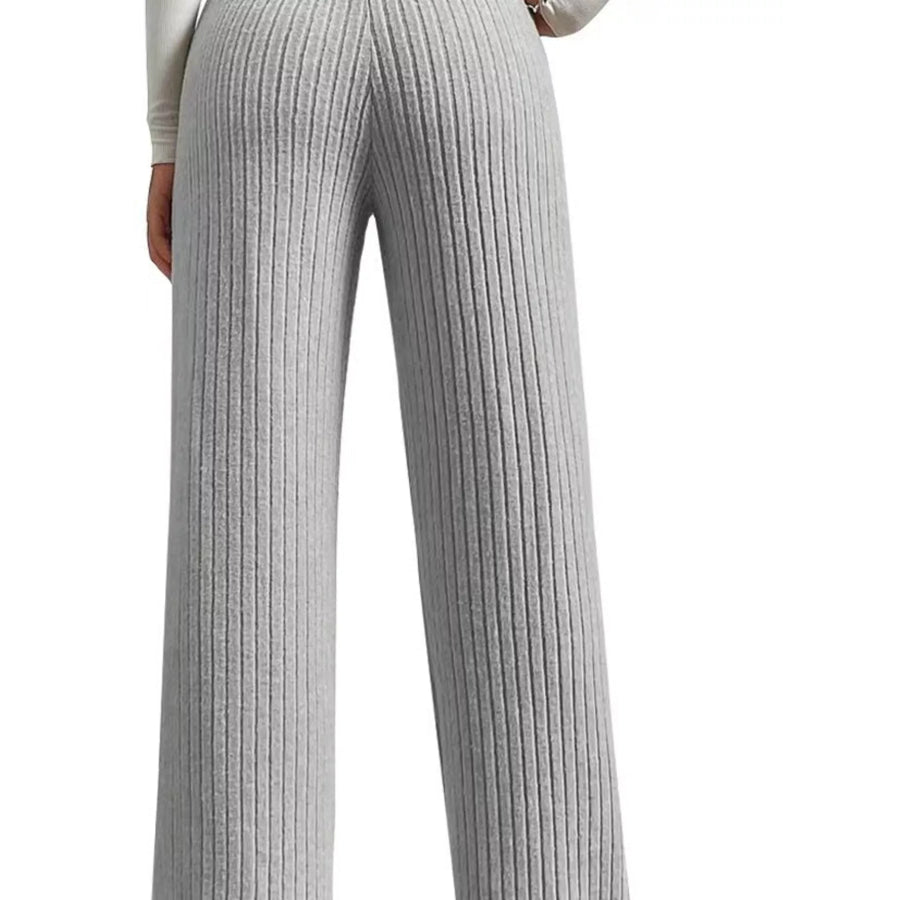 Ribbed Knit Wide-Leg Sweater Pants Apparel and Accessories