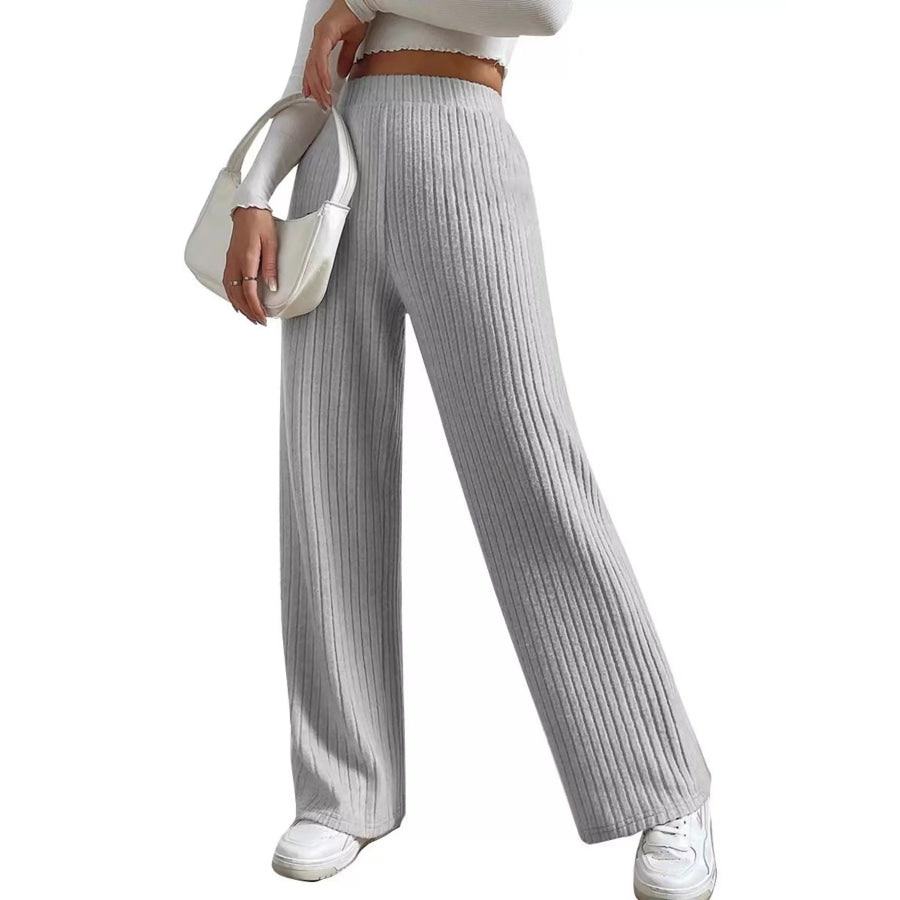 Ribbed Knit Wide-Leg Sweater Pants Apparel and Accessories