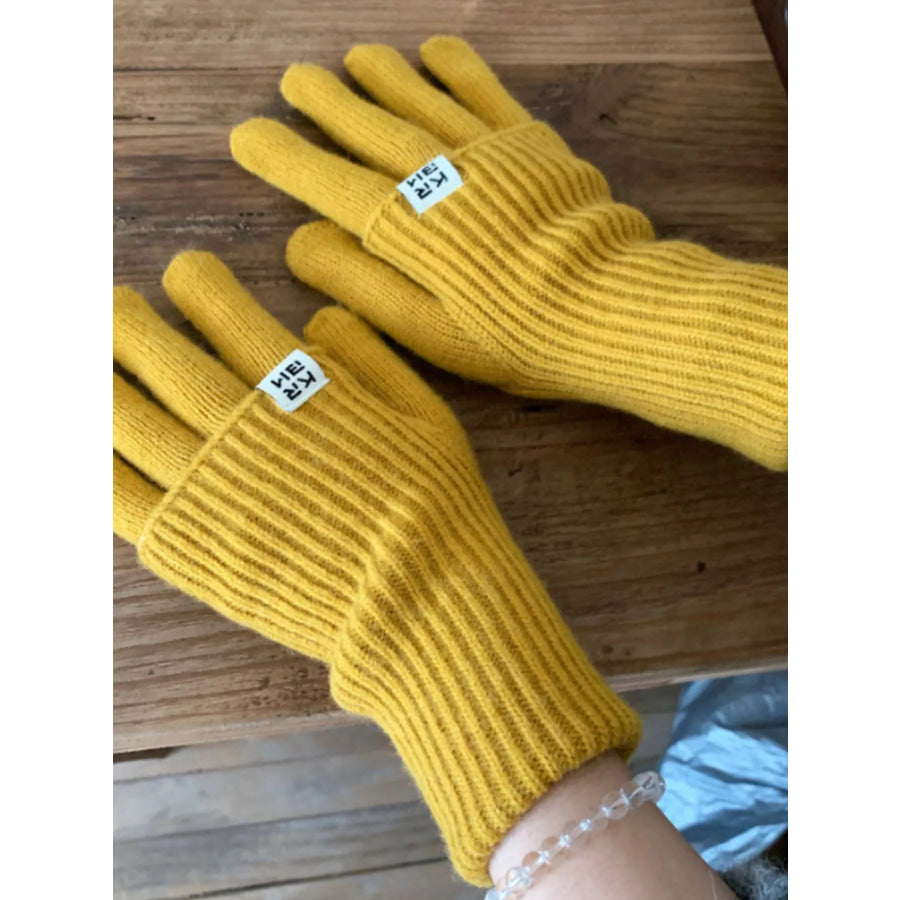Ribbed Knit Winter Gloves Yellow / One Size Apparel and Accessories