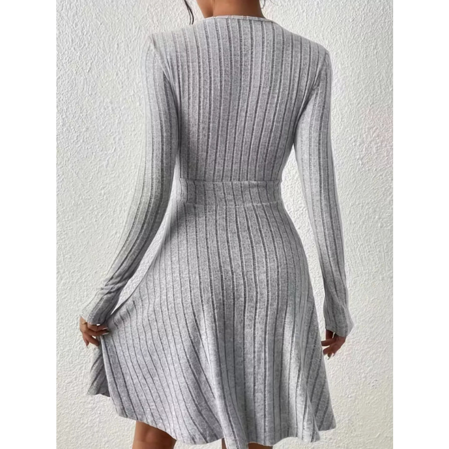 Ribbed Knit Wrap Mini Dress Apparel and Accessories