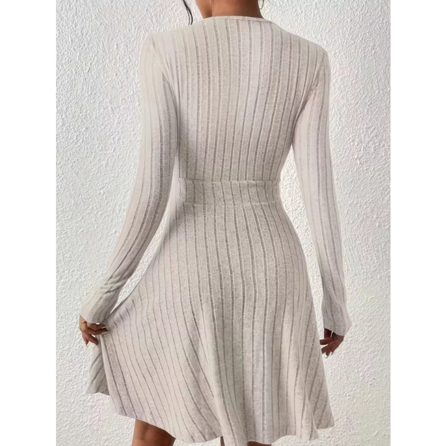 Ribbed Knit Wrap Mini Dress Apparel and Accessories