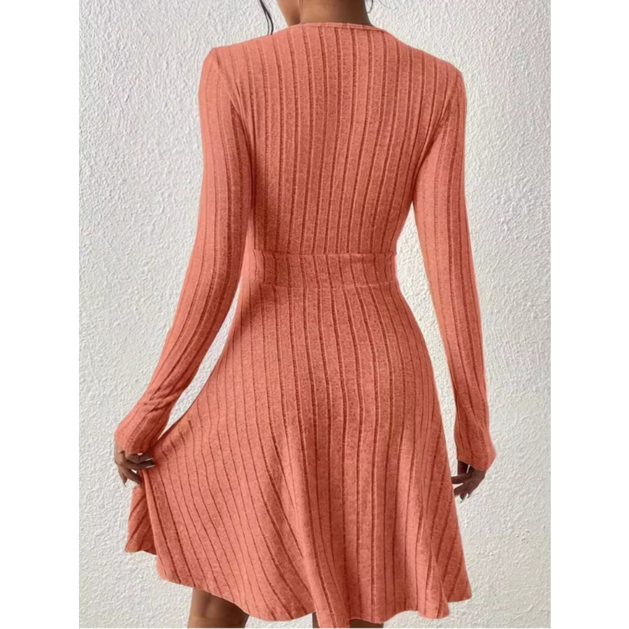 Ribbed Knit Wrap Mini Dress Apparel and Accessories