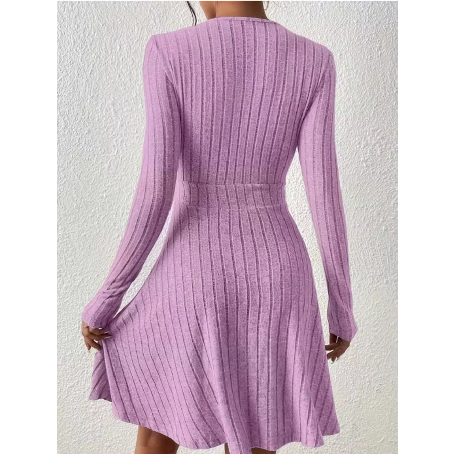 Ribbed Knit Wrap Mini Dress Apparel and Accessories
