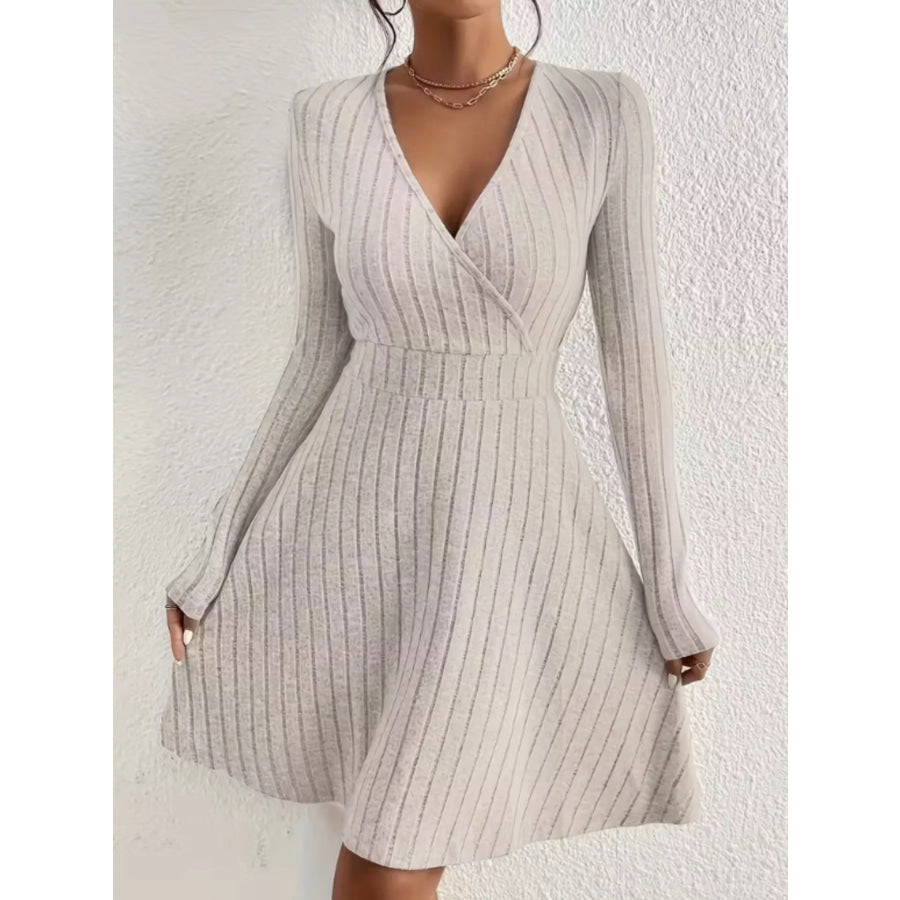 Ribbed Knit Wrap Mini Dress Apparel and Accessories