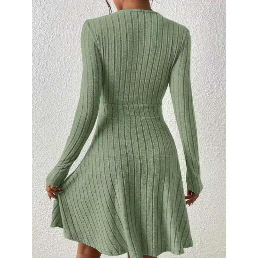 Ribbed Knit Wrap Mini Dress Apparel and Accessories