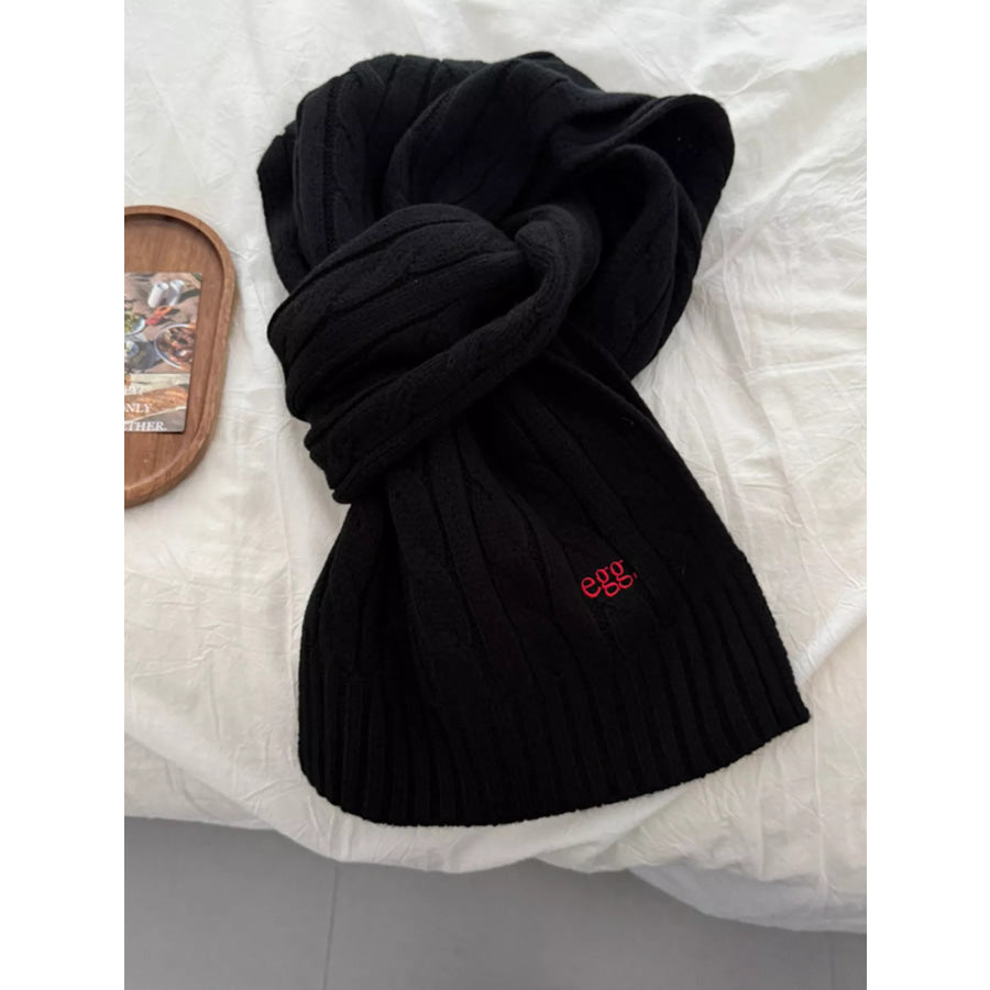 Ribbed Knitted Winter Scarf Black / ONESIZE Apparel and Accessories