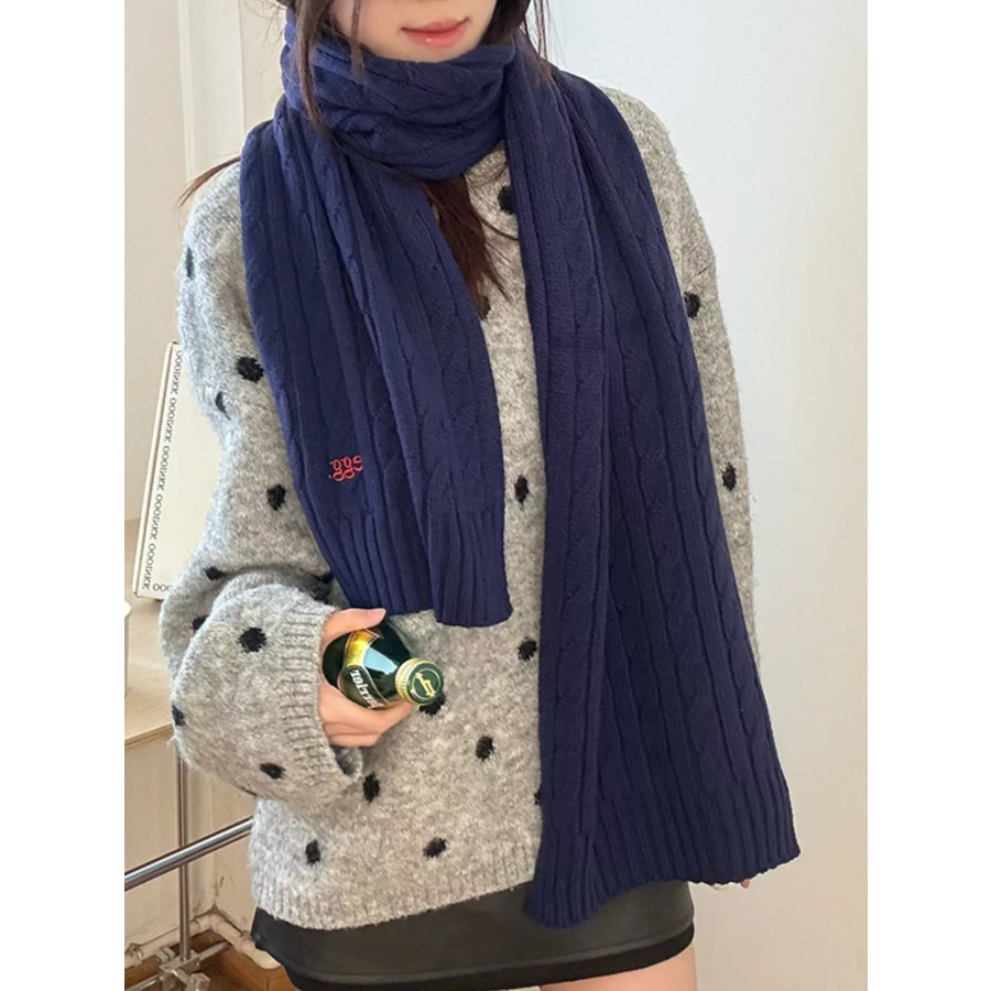 Ribbed Knitted Winter Scarf Blue / ONESIZE Apparel and Accessories