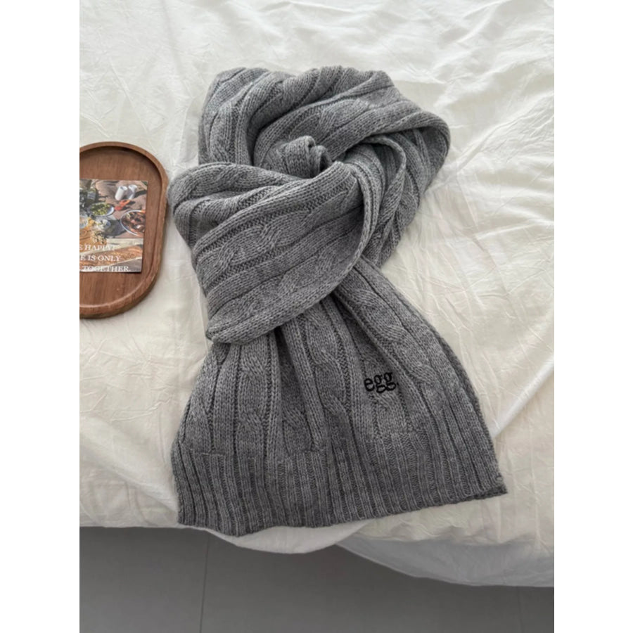 Ribbed Knitted Winter Scarf Gray / ONESIZE Apparel and Accessories