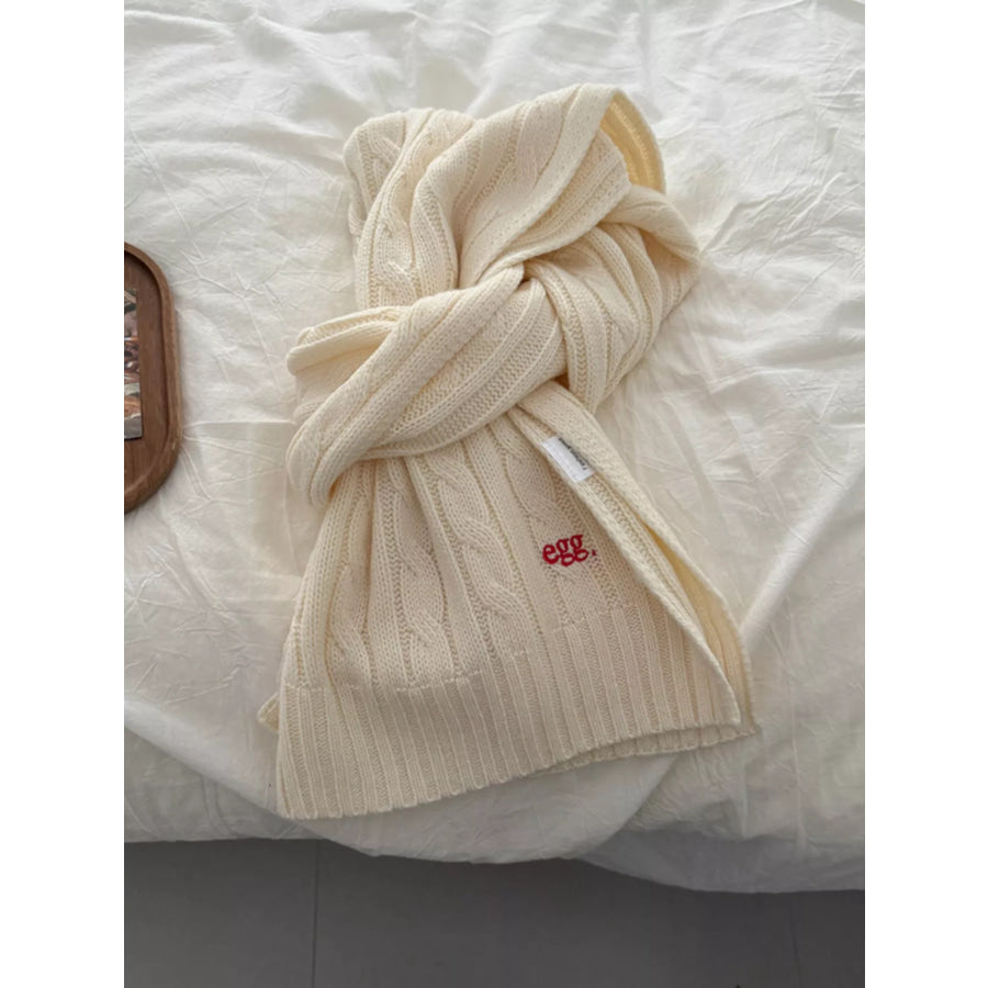 Ribbed Knitted Winter Scarf Milky White / ONESIZE Apparel and Accessories