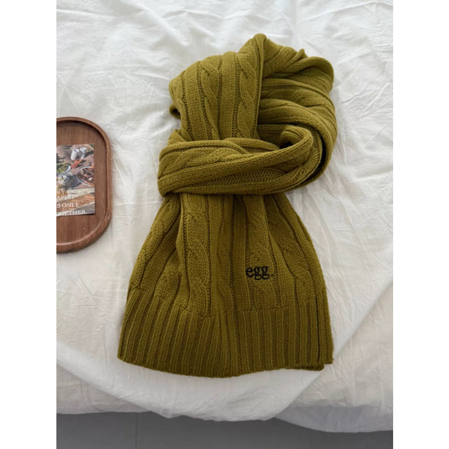 Ribbed Knitted Winter Scarf Pickle Green / ONESIZE Apparel and Accessories