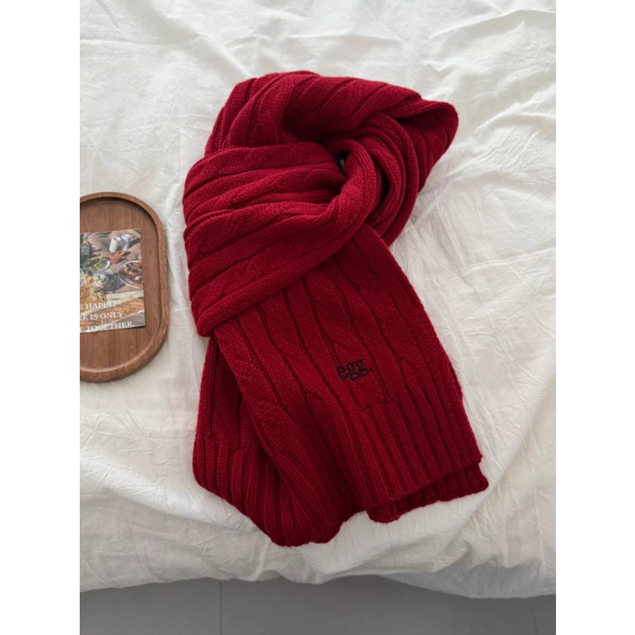 Ribbed Knitted Winter Scarf Red / ONESIZE Apparel and Accessories