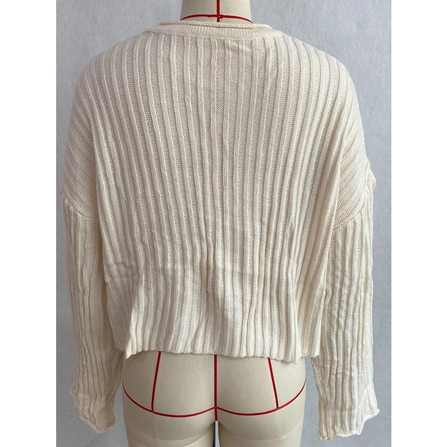 Ribbed Lace-Up Crop Sweater Apparel and Accessories