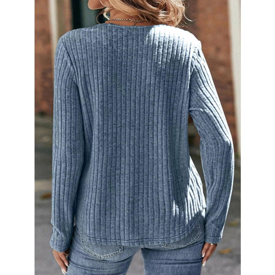 Ribbed Long Sleeve Knit Top Apparel and Accessories