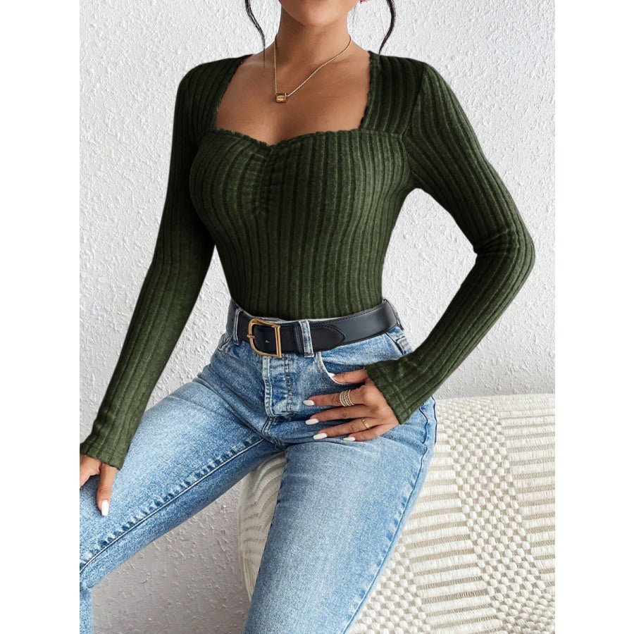 Ribbed Long Sleeve T-Shirt Apparel and Accessories