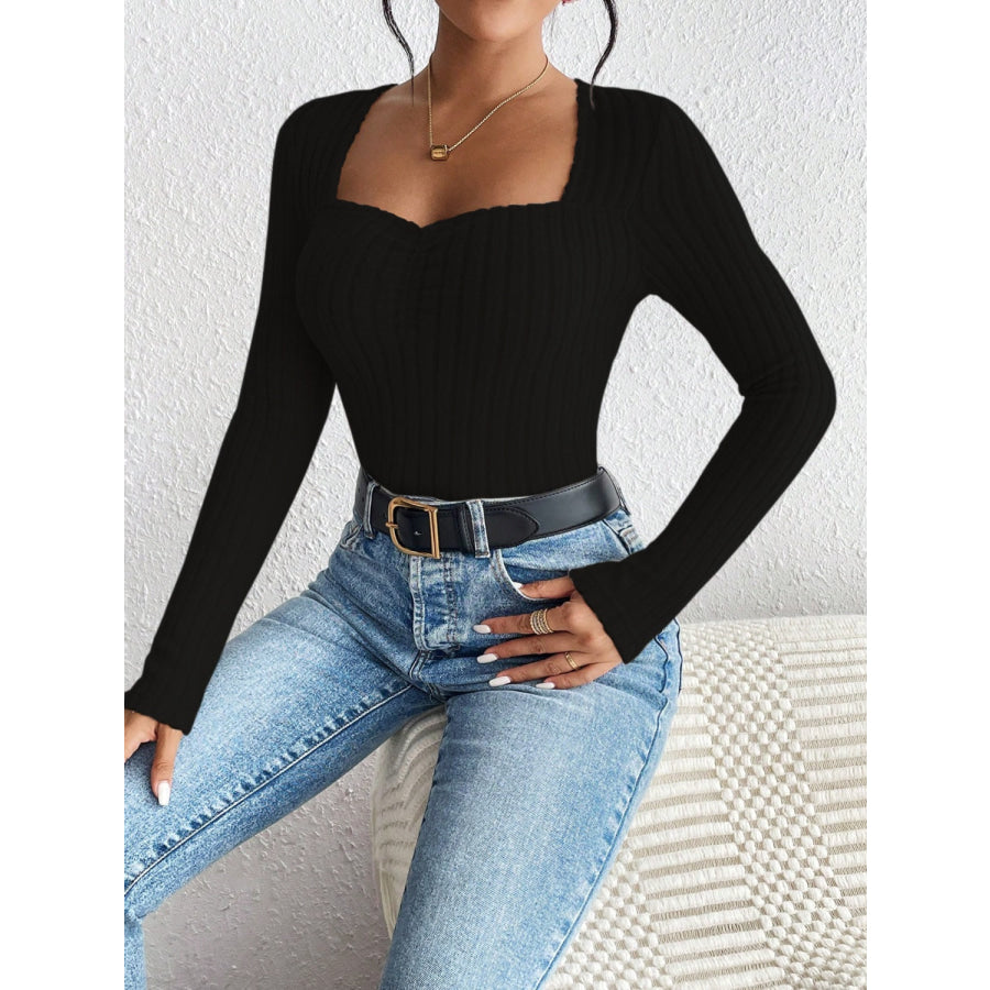 Ribbed Long Sleeve T-Shirt Apparel and Accessories