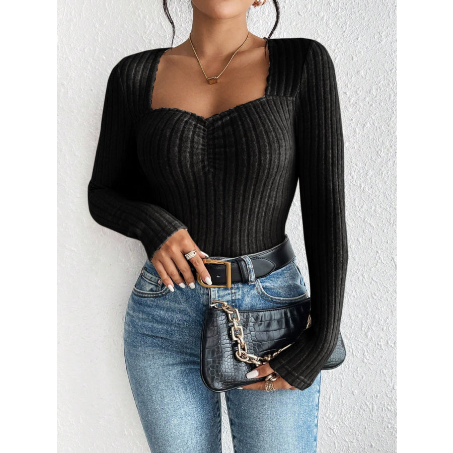 Ribbed Long Sleeve T-Shirt Apparel and Accessories