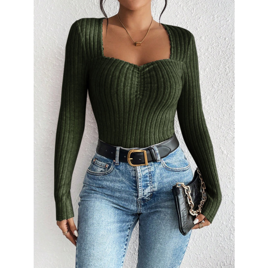 Ribbed Long Sleeve T-Shirt Apparel and Accessories