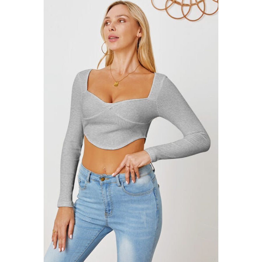 Ribbed Long Sleeve T-Shirt Clothing