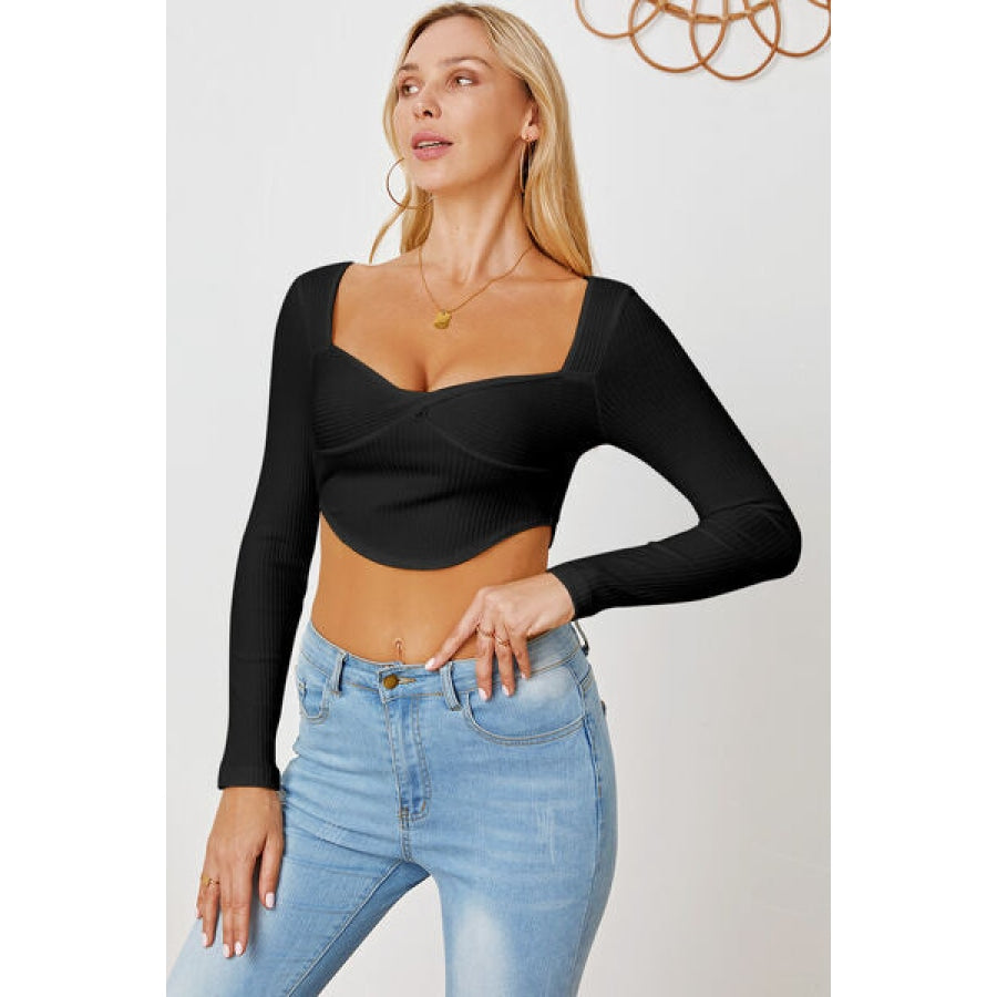 Ribbed Long Sleeve T-Shirt Clothing