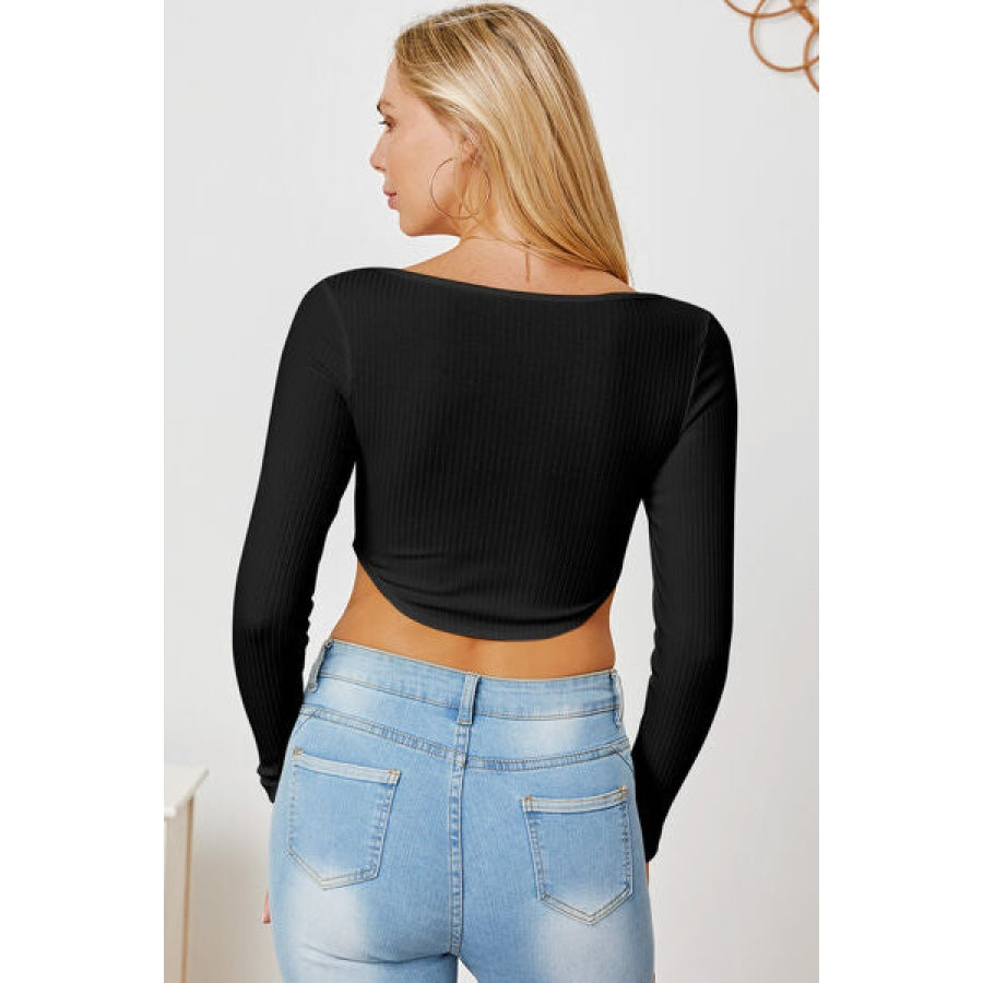 Ribbed Long Sleeve T-Shirt Clothing