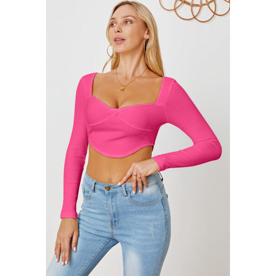 Ribbed Long Sleeve T-Shirt Clothing