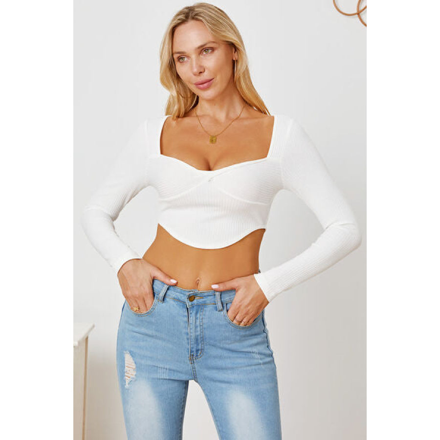 Ribbed Long Sleeve T-Shirt White / S Clothing