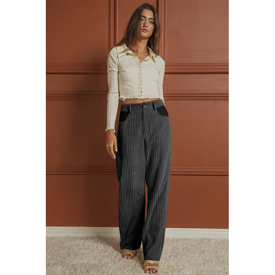 Ribbed Longline Pocketed Pants