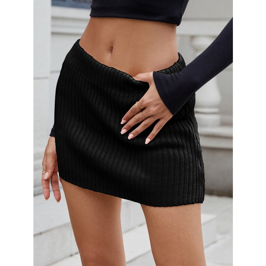 Ribbed Mini Sweater Skirt Apparel and Accessories