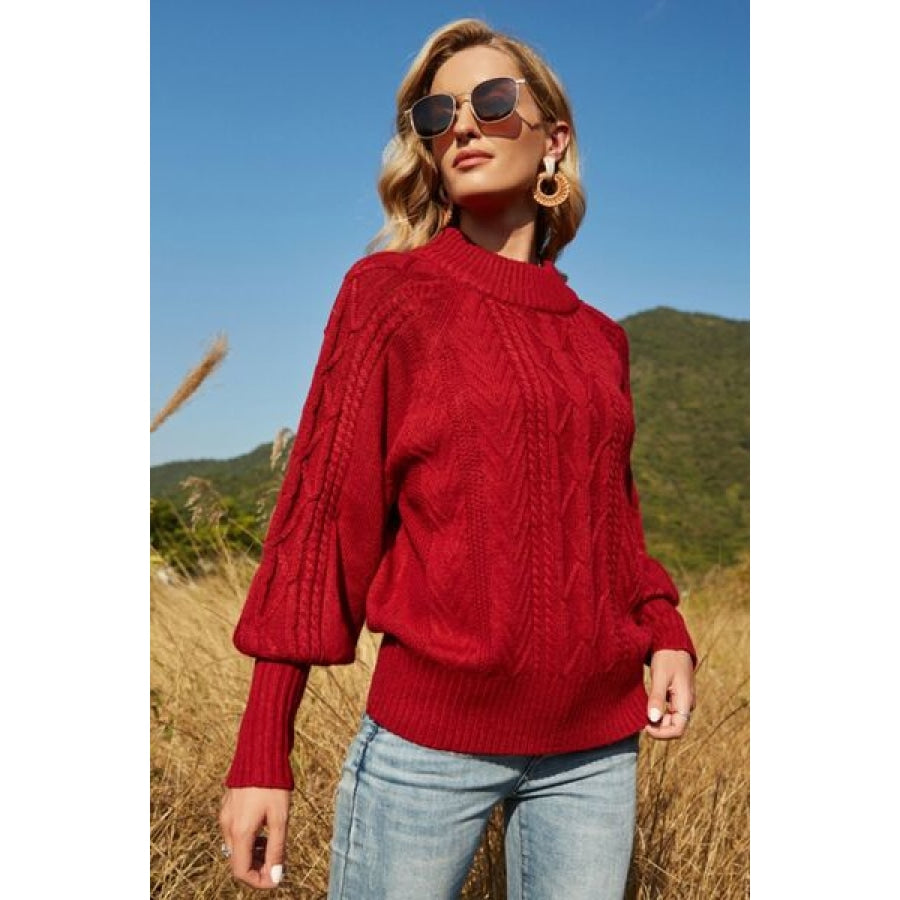 Lantern sleeve mock neck on sale sweater