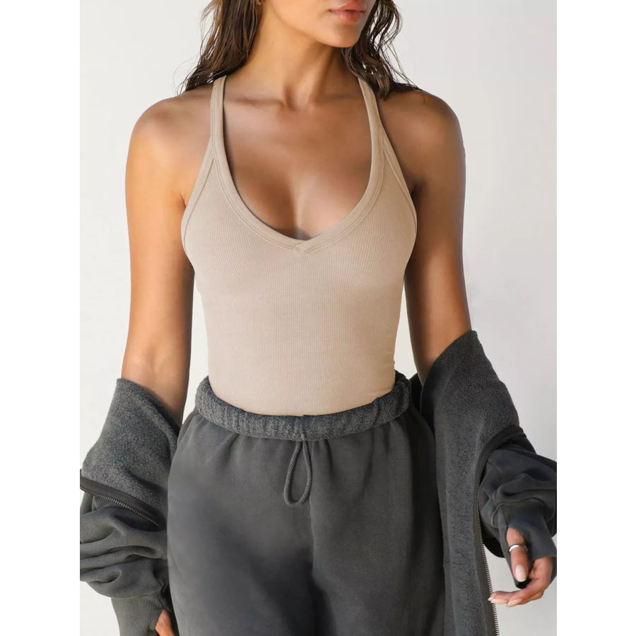 Ribbed Racerback Cami Khaki / XS Apparel and Accessories