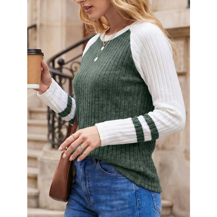 Ribbed Raglan Sleeve T-Shirt Apparel and Accessories