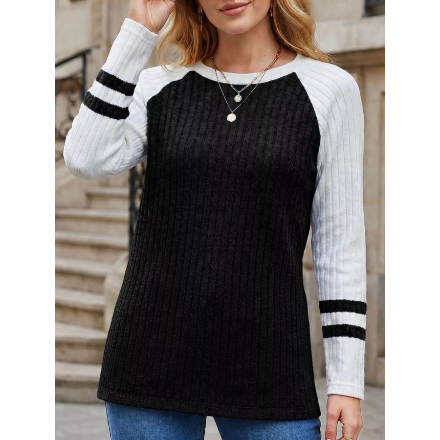 Ribbed Raglan Sleeve T-Shirt Apparel and Accessories