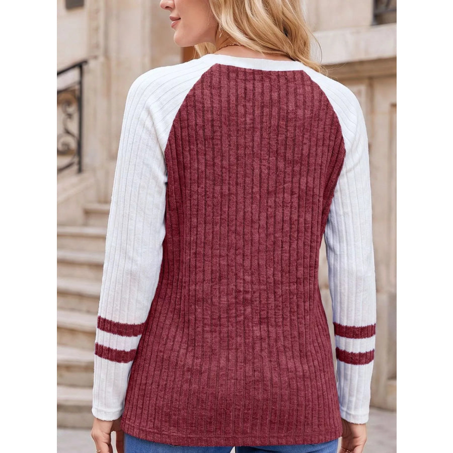 Ribbed Raglan Sleeve T-Shirt Apparel and Accessories