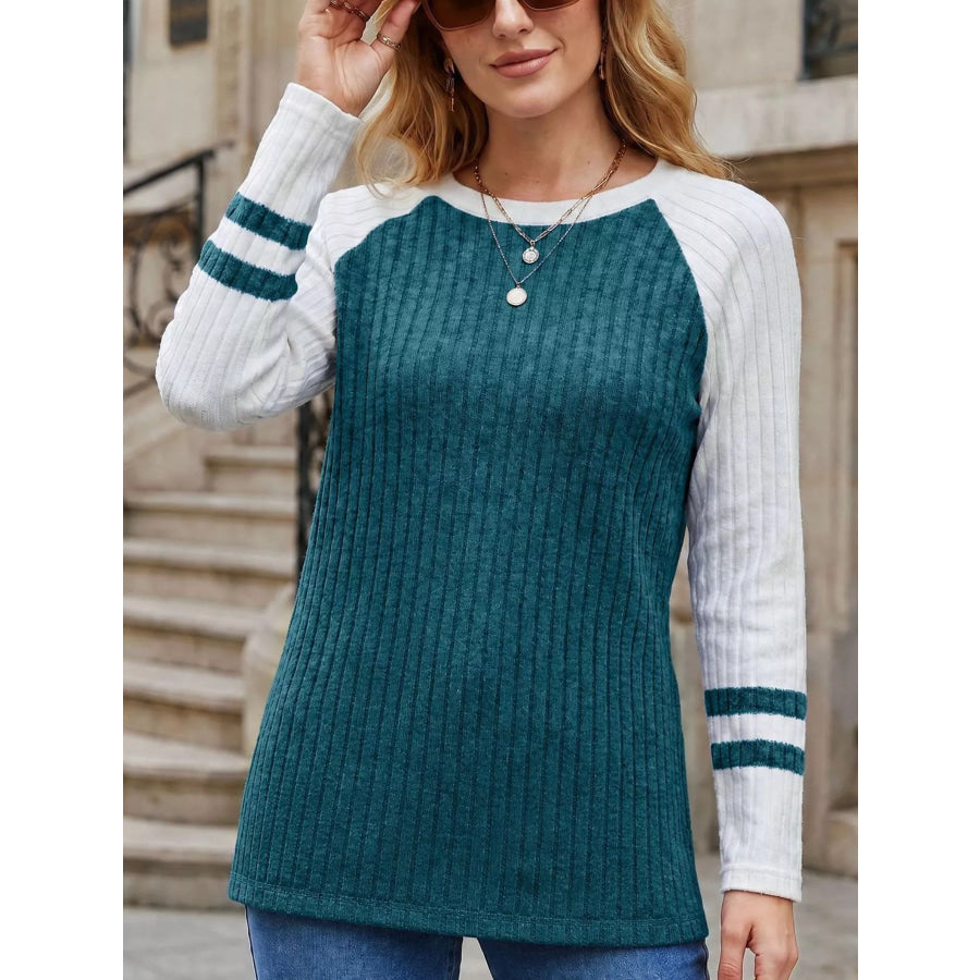 Ribbed Raglan Sleeve T-Shirt Apparel and Accessories