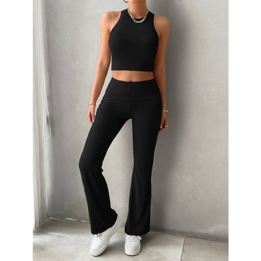 Ribbed Round Neck Tank and Pants Set Apparel and Accessories