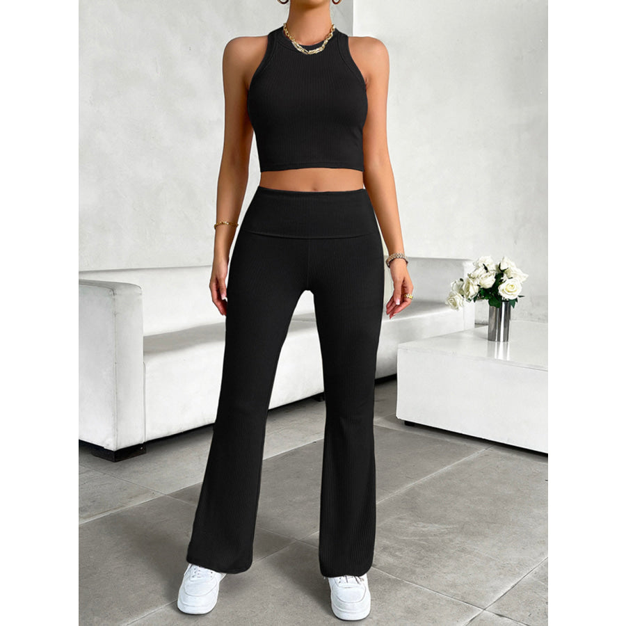 Ribbed Round Neck Tank and Pants Set Apparel and Accessories