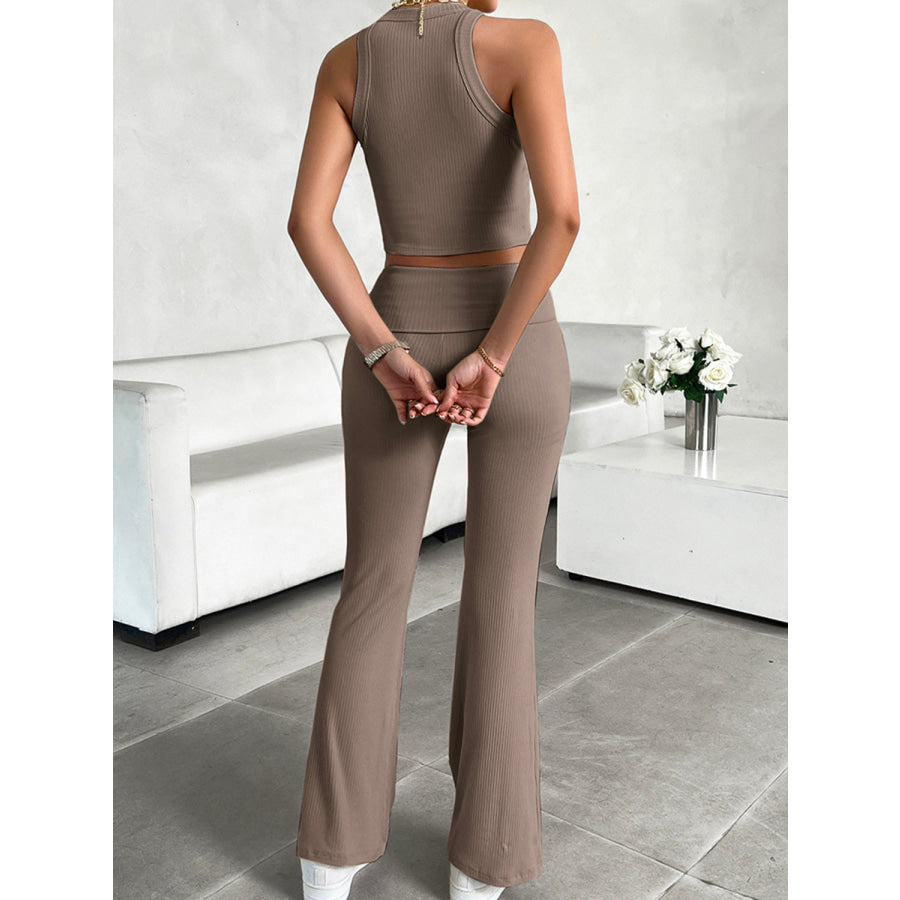 Ribbed Round Neck Tank and Pants Set Apparel and Accessories