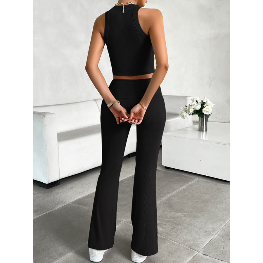 Ribbed Round Neck Tank and Pants Set Apparel and Accessories