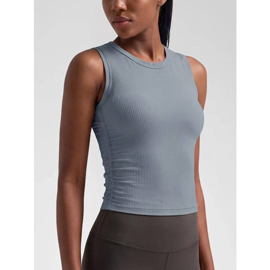 Ribbed Ruched Active Tank Air Force Blue / S Apparel and Accessories