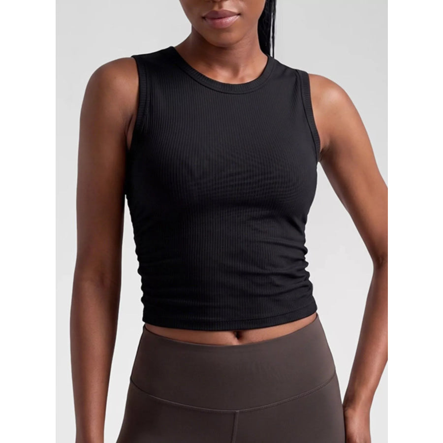 Ribbed Ruched Active Tank Black / S Apparel and Accessories