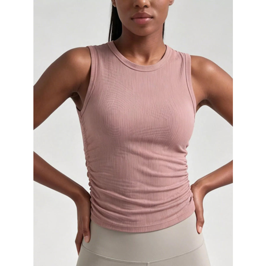 Ribbed Ruched Active Tank Dusty Pink / S Apparel and Accessories