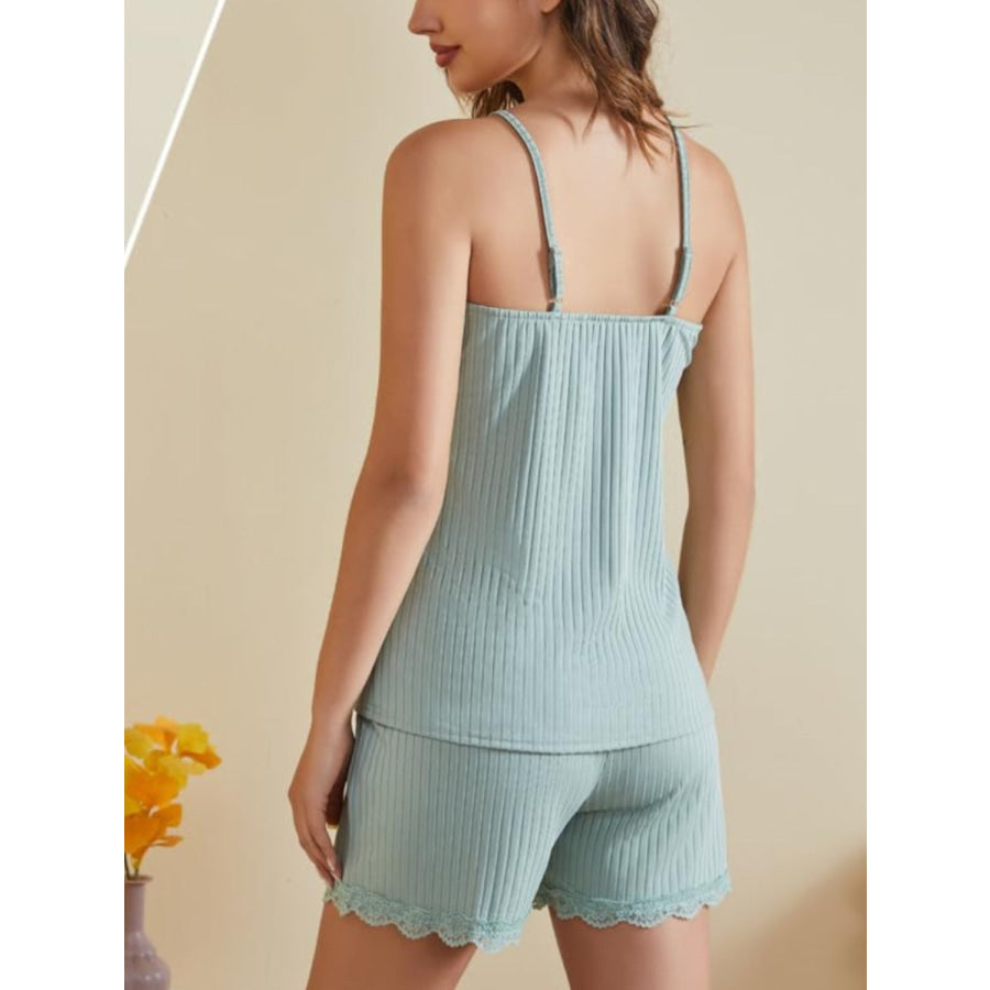 Ribbed Scoop Neck Top and Shorts Lounge Set Apparel and Accessories