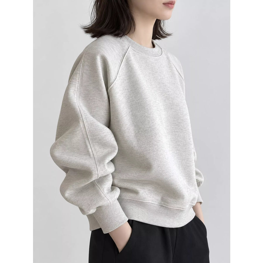 Ribbed Seam detail Round Neck Sweatshirt Apparel and Accessories