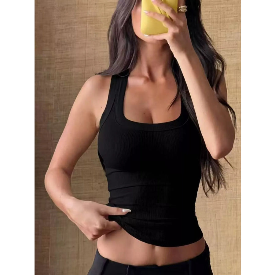 Ribbed Solid Color Tank Black / S Apparel and Accessories