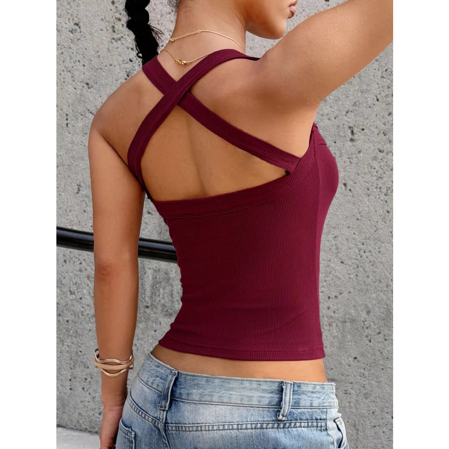 Ribbed Square Neck Cami Apparel and Accessories