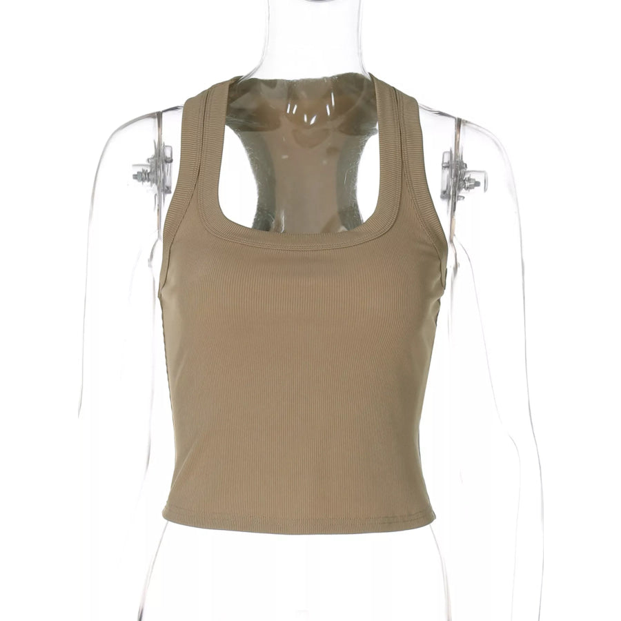 Ribbed Square Neck Tank Top Apparel and Accessories