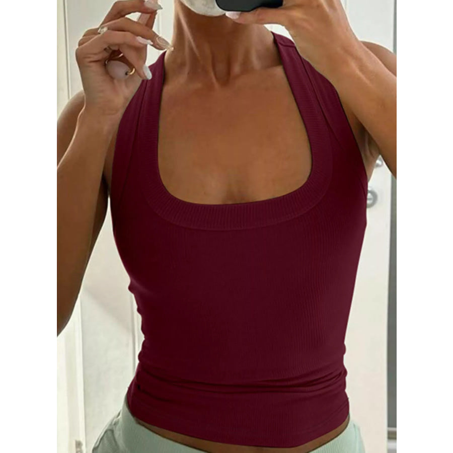 Ribbed Square Neck Tank Top Apparel and Accessories